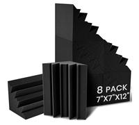 Focusound 8 Pack Bass Traps Corner Acoustic Foam, 7" X 7" X 12" Low Frequency Sound Absorbing Panel, High Density Soundproofing Studio Foam for Home Theater Studio