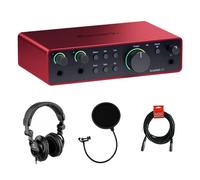 Focusrite Scarlett 2i2 USB-C Audio Interface (4th Gen) Music Recording Equipment Bundle for Recording Studio with Polsen HPC-A30 Studio Monitor Headphones, Pop Filter and XLR-XLR Cable