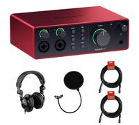 Focusrite Scarlett 4i4 USB-C Audio/MIDI Interface (4th Gen) Bundle with Polsen HPC-A30 Studio Monitor Headphones, Pop Filter and 2x XLR- XLR Cable