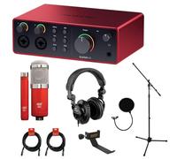 Focusrite Scarlett 4i4 USB-C Audio/MIDI Interface (4th Gen) Bundle with Studio Monitor Headphones, MXL 550/551 Microphone Ensemble Kit, Pop Filter, Mic Stand, Headphone Holder and 2x XLR Cable