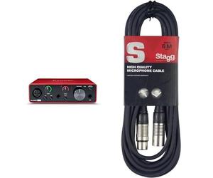Focusrite Scarlett Solo 3rd Gen USB Audio Interface, for the Guitarist, Vocalist, Podcaster or Producer, Studio Quality Sound, Red & Stagg SMC6 6 metre standard microphone cable