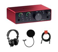 Focusrite Scarlett Solo USB-C Audio Interface (4th Gen) Bundle with Polsen HPC-A30 Studio Monitor Headphones, Pop Filter and XLR- XLR Cable