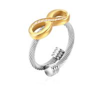 FOCUSTEEL Cable Ring, a Cuff Pearl Ring Designed to Fit Finger Circumference Between 70mm-90mm, Metal