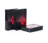 focutex Poker Cards Black - 1 Deck Playing Cards Made of Waterproof Plastic, Ideal for Poker, Blackjack, Skat & More, Durable, Washable, Flexible, Card Game for Home & Travel (Red)