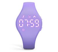Focwony Kids Digital Fitness Tracker Watch with LED Display, 5-15 Years Waterproof Wrist Watch without App with Pedometer Alarm Clock for Kids Boys Girls Teens (Purple)