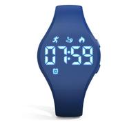 Focwony Kids Digital Fitness Tracker Watch with LED Display, 5-15 Years Waterproof Wrist Watch without APP Pedometer Alarm Clock for Kids Boys Girls Teens (Dark Blue)