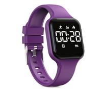Focwony Kids Digital Watch Steps Counter Waterproof Fitness Tracker Wristwatch with Pedometer LED Display Stopwatch for Kids Boys Girls Teenager (Grape Purple)