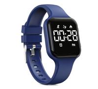 Focwony Kids Digital Watch Steps Counter Waterproof Fitness Tracker Wristwatch with Pedometer LED Display Stopwatch for Kids Boys Girls Teenager (Deep Blue)