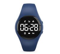 Focwony Kids Led Digital Pedometer Watch, Steps Counter, Waterproof Wristwatch, Vibrating Alarm Clock, Stopwatch, Great Gift for Kids Children Teens Girls Boys (Deepblue)