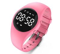 Focwony Led Digital Pedometer Watch, Digital Steps Tracker, Non-Bluetooth, Vibrating Alarm Clock, Stopwatch, Great Gift for kids Children Teens Girls Boys Women (Pink)