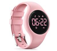 Focwony LED Digital Waterproof Pedometer Watch, Non-bluetooth Fitness Tracker, Step Counter, Distance, Vibrating alarm clock, Stopwatch, Great Gift for for Kids Childrens Teens Girls Boys (Pink)