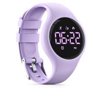 Focwony LED Digital Waterproof Pedometer Watch, Non-bluetooth Fitness Tracker, Step Counter, Distance, Vibrating alarm clock, Stopwatch, Great Gift for for Kids Childrens Teens Girls Boys (Purple)