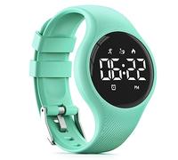 Focwony LED Digital Waterproof Pedometer Watch, Non-bluetooth Fitness Tracker, Step Counter, Distance, Vibrating alarm clock, Stopwatch, Great Gift for for Kids Childrens Teens Girls Boys (Green)