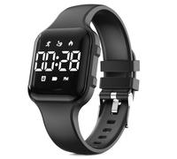 Focwony LED Kids Multifunction Steps Counting Watch, Digital Watch, Kids Pedometer Watch, Stopwatch, Alarm Clock, Calories for Women Children Girls Boys (Black)