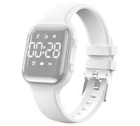 Focwony LED Kids Multifunction Steps Counting Watch, Digital Watch, Kids Pedometer Watch, Stopwatch, Alarm Clock, Calories for Women Children Girls Boys (Electroplating White)