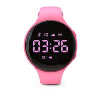 Focwony Non-bluetooth Led Fitness tracker watch,Digital Pedometer watch,with Step Counting/Distance/Calories/Stopwatch/Alarm Clock, Great Gift for Kids Teens Girls Boys Xmas (Round - pink)
