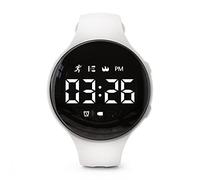 Focwony Non-bluetooth Led Fitness tracker watch,Digital Pedometer watch,with Step Counting/Distance/Calories/Stopwatch/Alarm Clock, Great Gift for Kids Teens Girls Boys Xmas (Round - white)