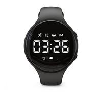 Focwony Non-bluetooth Led Fitness tracker watch,Digital Pedometer watch,with Step Counting/Distance/Calories/Stopwatch/Alarm Clock, Great Gift for Kids Teens Girls Boys Xmas (Round - black)