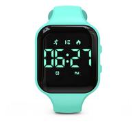 Focwony Non-bluetooth Led Fitness tracker watch,Digital Pedometer watch,with Step Counting/Distance/Calories/Stopwatch/Alarm Clock, Great Gift for Kids Teens Girls Boys Xmas (Square-1Green)