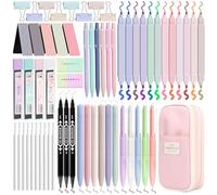 Focxoio 62PCS Aesthetic School Supplies with Cute Pen Case, 12 Pastel Highlighters, 11 Gel Pens, 6 Mechanical Pencils Set 0.5 & 0.7 mm for Students Stationery College Essentials, Pink