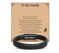 Focxoio Dad Gifts from Daughter, Best Daddy Birthday Gifts for Dad, Leather Bracelet Jewellery Presents for Fathers Day Christmas Valentines Day