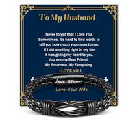 Focxoio Husband Gifts from Wife, Leather Bracelets for Men Anniversary Christmas Birthday Gift for Him, Valentine's Day Gifts for Husband Men Presents Sweetest Day Gift