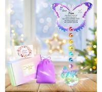 Focxoio Nan Birthday Gifts from Granddaughter, Crystal Butterfly SunCatchers Nan Gifts Christmas Thanksgiving for Nan with Gift Box