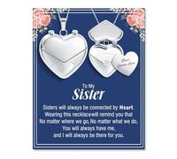 Focxoio Sister Gifts from Sister, Heart Locket Pendant Necklace