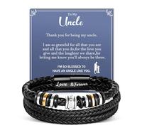 Focxoio Uncle Birthday Gifts, Fathers Day Gift for Uncle from Niece Nephew, Best Uncle Gifts, Men Leather Bracelet Jewellery Presents for Thanksgiving Day