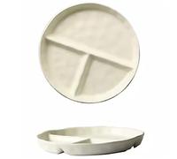 Fodalob Adult Compartmentalized Dinner Plate 8 Inches Portion Control Ceramic Dinner Plate 3 Colors Weight Loss and Diabetes Dinner Plate Can Be Reused (Color : White)
