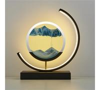 Fodalob Bedside Lamps Moving Sand Art Picture Desk Bright Night Light for Bedroom Chinese Style Decorative Glass Hourglass Table Lamps (Color : Blue, Size : Touch)