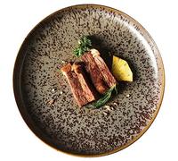 Fodalob Ceramic Large Dinner Plates in 3 Size, Rustic Porcelain Pasta Dessert Salad Serving Plates, Stoneware Steak Plate, Brown/1Pc (Size : 11.8")