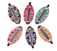 Fodattm Set of 6 Bohemia Style Wrapped Cloth Banana Hair Clip Hair Comb Hair Jaw Clips Plastic Fish Shape Hair Claw Hairgrip Hair Clincher for Women (Medium)