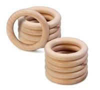 FoDau770 10pcs Natural Beech Wooden Rings, Unfinished Solid Wood Rings Heavy Duty Wood Circles, Macrame Craft Circles for Party, Home Decor & DIY Making - Outer Diameter: 2-3/4 Inch