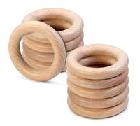 FoDau770 10pcs Natural Beech Wooden Rings, Unfinished Solid Wood Rings Heavy Duty Wood Circles, Macrame Craft Circles for Party, Home Decor & DIY Making - Outer Diameter: 2-3/8 Inch
