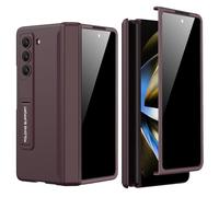 FODDOM PUROOM for Samsung Galaxy Z Fold 5 Case with Privacy Screen Protector, New Magnetic Coverage Hinge Protective All-Inclusive & Built-in Adjustable Kickstand Shockproof Case (Wine Red)
