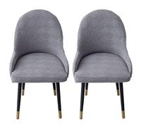 Fodera Poltroncina Sala Pranzo Elasticizzata Set di 2 Copripoltrona Rimovibile per Braccioli Copertura Sa abile per Ufficio e Sala da Pranzo - Grigio Scuro