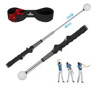 FODESAN Retractable Golf Swing Training Aid: Golf Swing Trainer for Warm-up, Non-Slip Golf Grip Trainer for Right Hand, Strength & Tempo Training for Indoor & Outdoor Practice (Black)