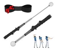 FODESAN Retractable Golf Swing Training Aid: Golf Swing Trainer for Warm-up, Non-Slip Golf Grip Trainer for Right Hand, Strength & Tempo Training for Indoor & Outdoor Practice (Black)
