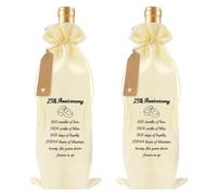 Fodfgxf 25th Wedding Anniversary Present,Wine Bottle Gift Bag,25th Wedding Anniversary Present for Couple,Silver Weddings Anniversaries Gifts,Silver Anniversaries Gifts for Couple