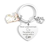 Fodfgxf Keychain - Cat Gifts for Women, Cat Lovers, Adults - Beige