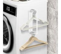 FODIENS Magnetic Hanger Organizer, Hanger Holder for Washing Machine and Laundry Room, Space-Saving Storage Rack Fits Velvet Wire Plastic Wooden Hangers (1, White)