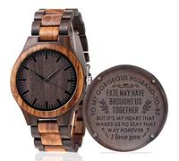 Fodiyaer Custom Engraved Wood Watch Gifts for Boyfriend Husband Men Fiancé Him As Personalized Anniversary Christmas Birthday Father Day Graduation Valentine's Wooden Idea, To husband, Custom