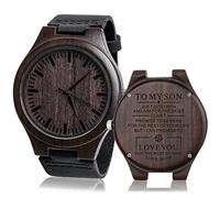 Fodiyaer Custom Engraved Wood Watch Gifts for Son from Mom Dad Parent Him As Personalized Anniversary Christmas Birthday Father Day Graduation Valentine's Wooden Gift Idea
