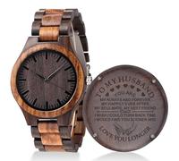 Fodiyaer Custom Engraved Wooden Watch Gifts for Husband Men Boyfriend Him As Personalized Anniversary Christmas Birthday Father Day Graduation Valentine's Wood Gift Idea