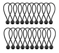 Fodlon Bungee Cords, Tarp Ties 20pcs Elastic String Cord Black Wrapping Rope Flexible Bungee Cords Ball Tarpaulin Cord Adjustable Bungee Straps for Tent, Camping, Household Items, Canopies, Flags