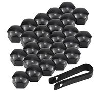 Fodlon Wheel Nut Caps, 17mm Universal Tyre Nut Covers 20 Pieces Bolt Covers Black Tire Screw Cover Cap Car Tire Screw Cap Protection with Removal Tool Locking Caps Set for Cars Vehicle