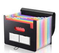 Fododo Expanding File Organiser 13 Pockets A4 Document Organiser Folder Portable Accordion Filing Folder for Bills Paperwork School Office Storage (Black-13 Pockets)