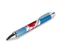 FodPand 1 PCS Refillable Black Retro Canada Flag Ballpoint Pens 0.5mm Fine Point Smooth Writing Quick-Dry Liquid Ink Comfort Grip Retractable & Pocket-Sized for Journaling Notetaking Sketching