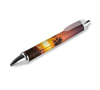 FodPand 1 PCS Refillable Black Tropical Sunset Beach Ballpoint Pens 0.5mm Fine Point Smooth Writing Quick-Dry Liquid Ink Comfort Grip Retractable & Pocket-Sized for Journaling Notetaking Sketching